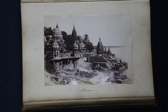 A late Victorian album of photographic views of India, each 8.25 x 10.75in.
